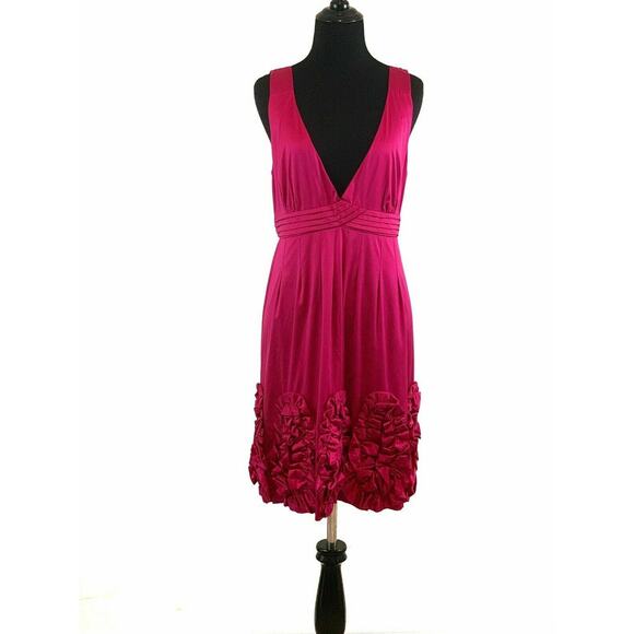 Wayne Cooper Fuchsia Appliqué Deep V neck Cocktail Dress Size 4 - Picture 9 of 10